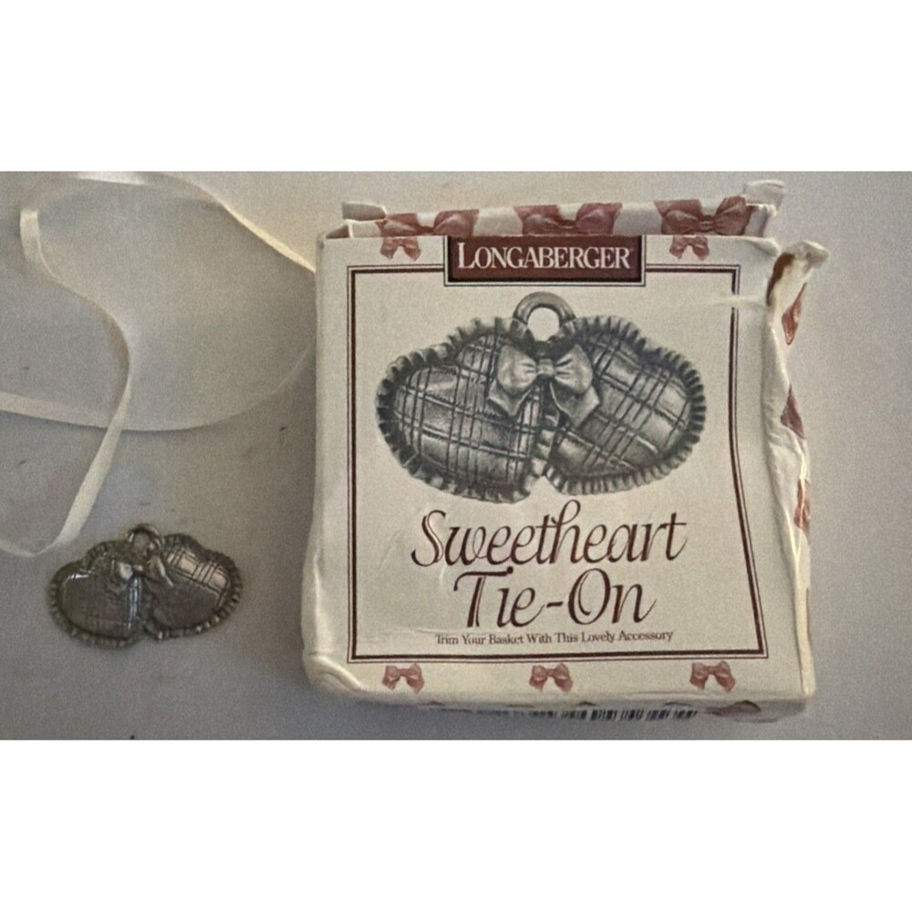 Longaberger PEWTER SWEETHEART Double Heart Shape Tie-On  1997